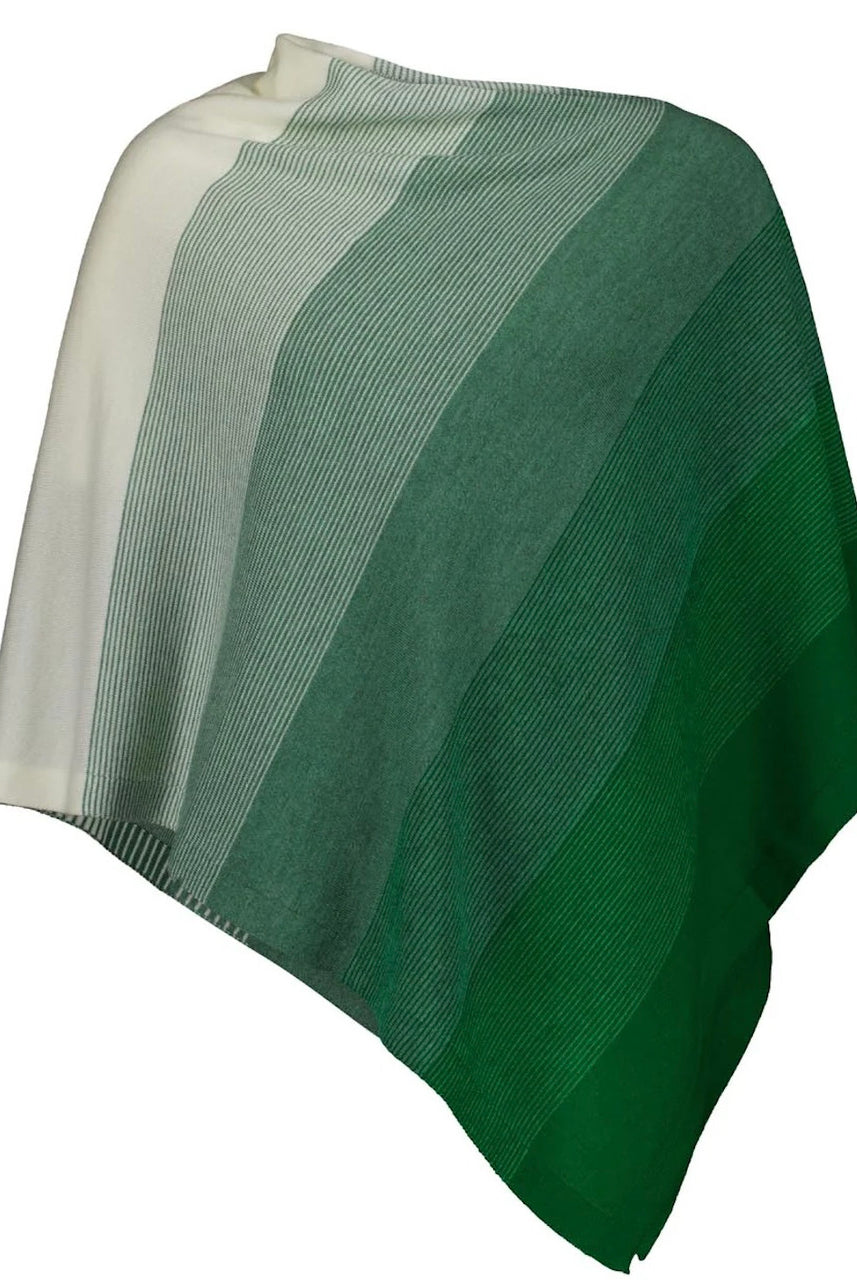 Royal Merino - 100% Merino Graduated Stripe Poncho (RM2341) Glade