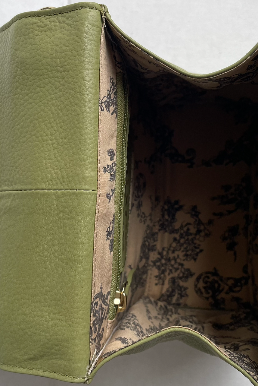 Baron - Leather Mini Handbag with Top Handle (2557)Sage