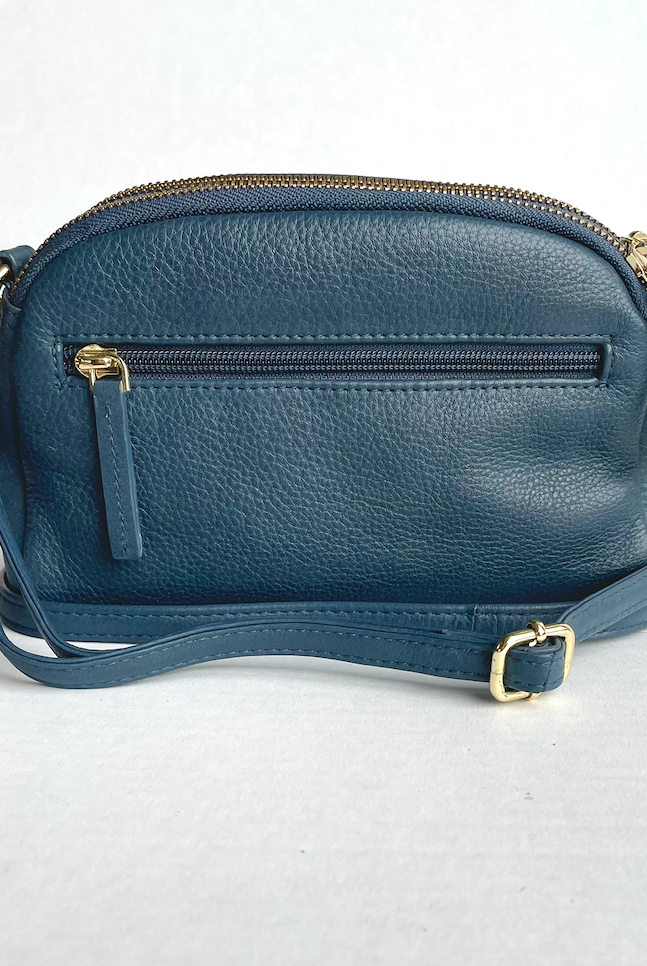 Baron - Leather Oval Top Twin Handbag (Baron2556)Navy