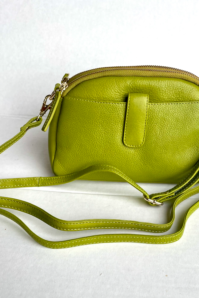 Baron - Leather Oval Top Twin Handbag (Baron2556)Car Green