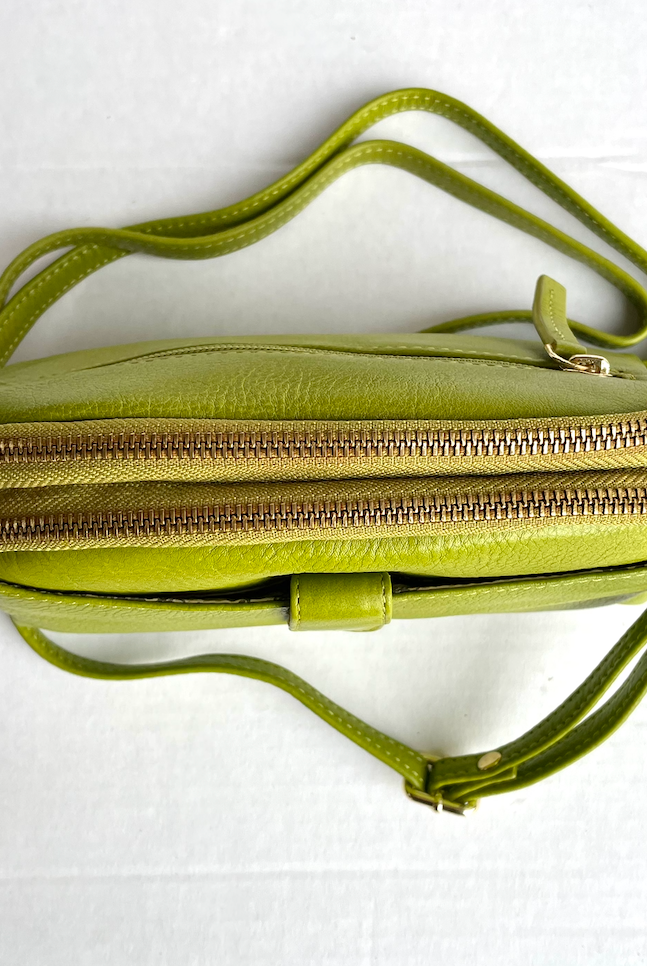 Baron - Leather Oval Top Twin Handbag (Baron2556)Car Green