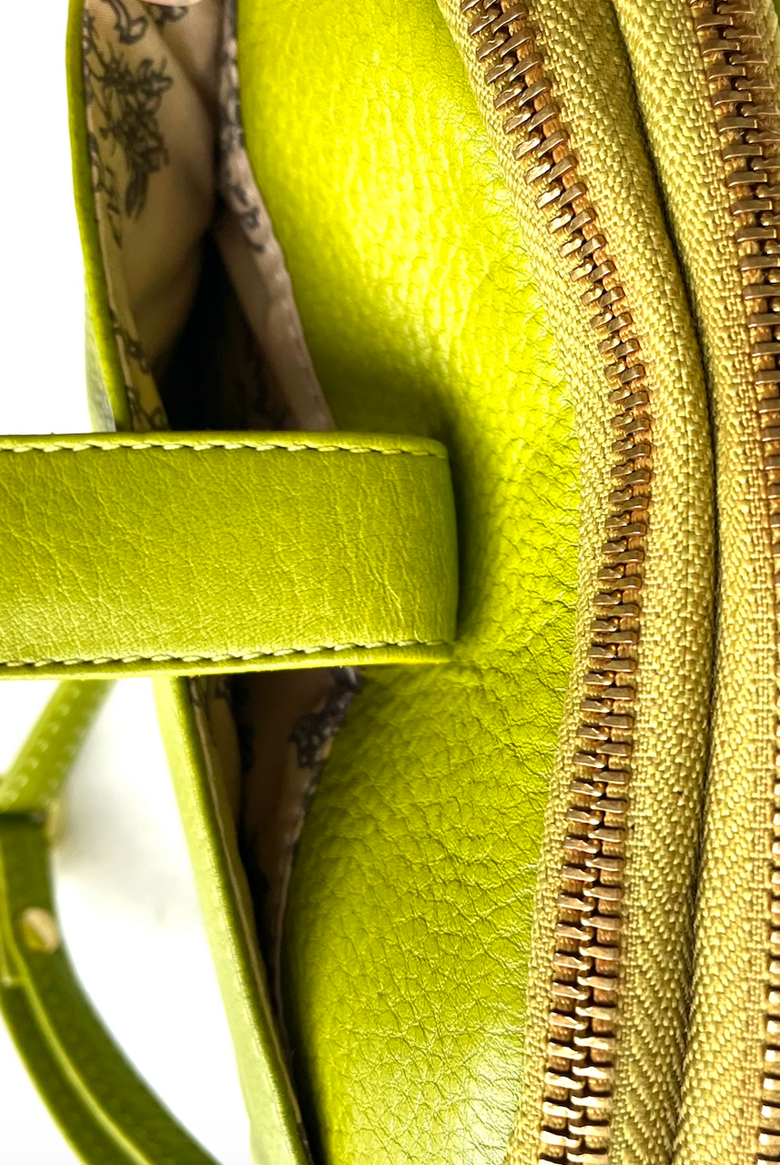 Baron - Leather Oval Top Twin Handbag (Baron2556)Car Green