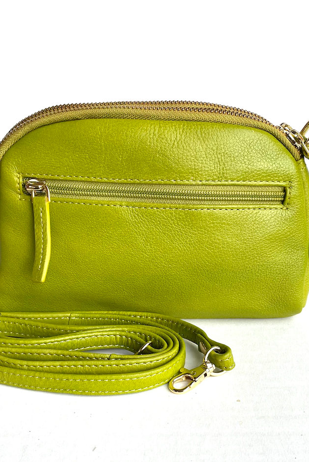 Baron - Leather Oval Top Twin Handbag (Baron2556)Car Green