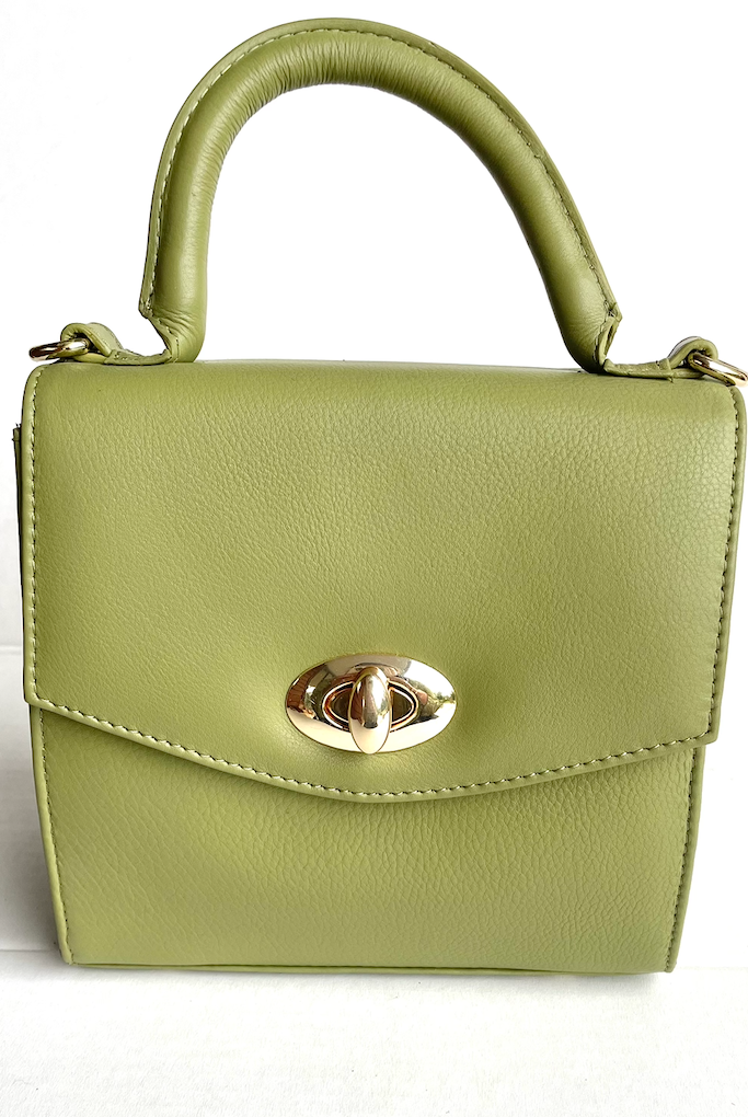 Baron - Leather Mini Handbag with Top Handle (2557)Sage