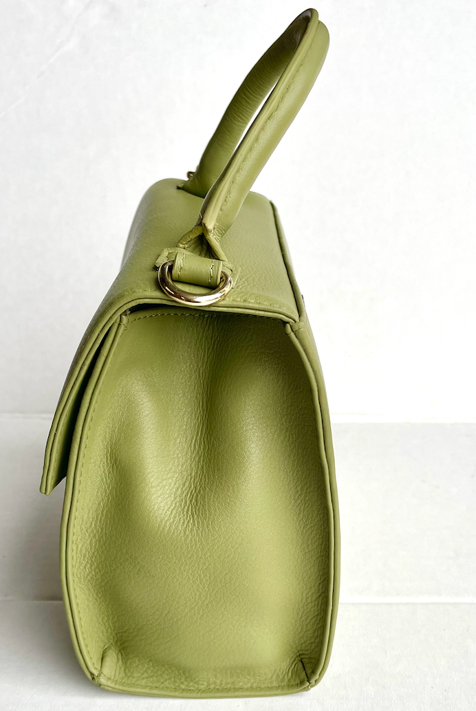 Baron - Leather Mini Handbag with Top Handle (2557)Sage