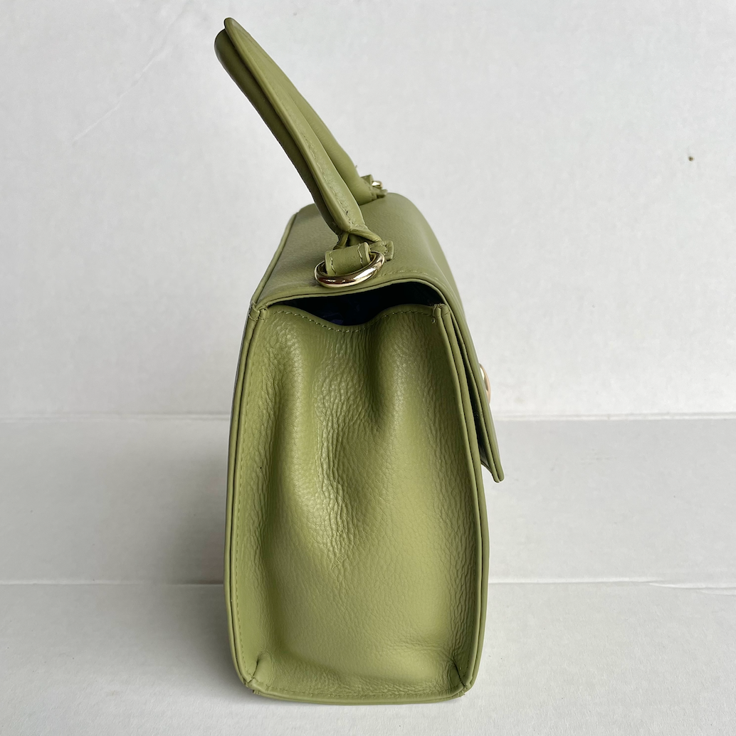 Baron - Leather Mini Handbag with Top Handle (2557)Sage
