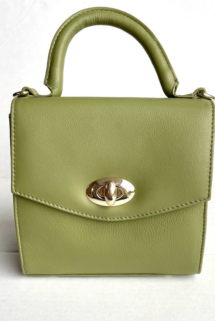 Baron - Leather Mini Handbag with Top Handle (2557)Sage