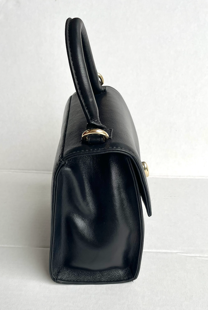 Baron - Leather Mini Handbag with Top Handle (2557)Black