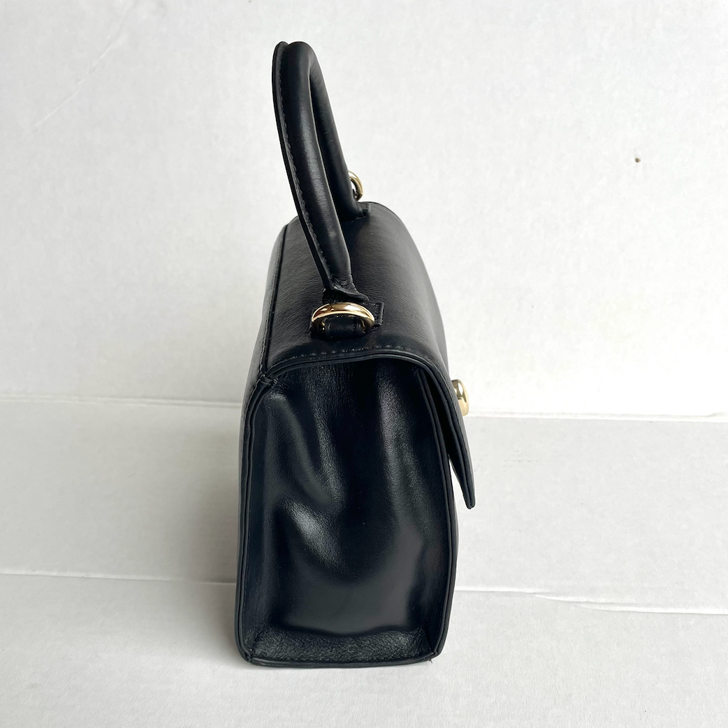 Baron - Leather Mini Handbag with Top Handle (2557)Black