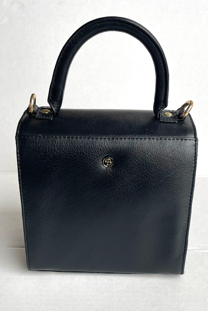 Baron - Leather Mini Handbag with Top Handle (2557)Black