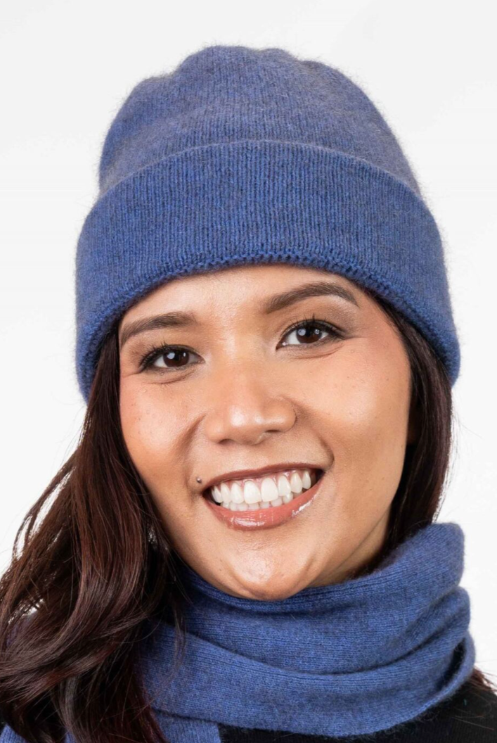 Koru - Merino & Possum Plain Beanie (KO159)Periwinkle