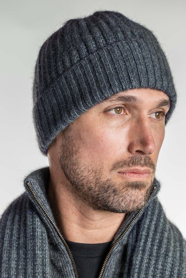 Koru Merino - Possum Ribbed Beanie (KO2020)Grey