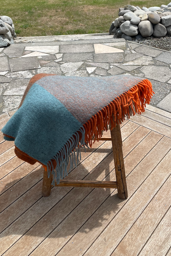 Klippan - Lambswool and Gotland Check Throw Orange
