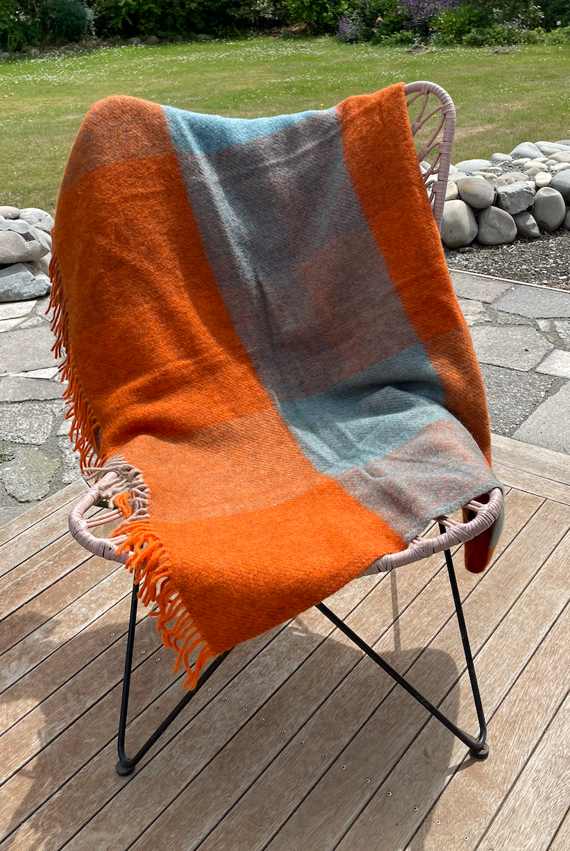Klippan - Lambswool and Gotland Check Throw Orange