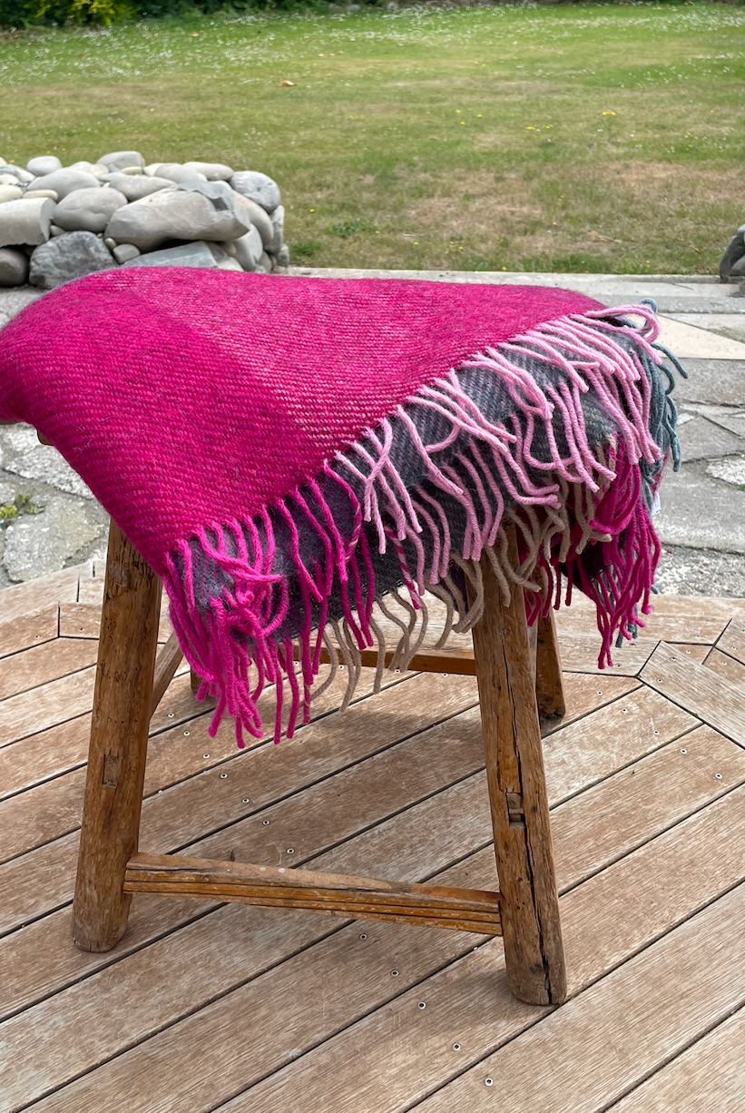 Klippan - Lambswool and Gotland Check Throw Pink