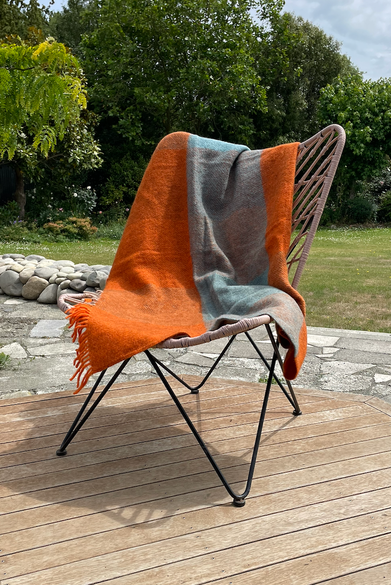 Klippan - Lambswool and Gotland Check Throw Orange