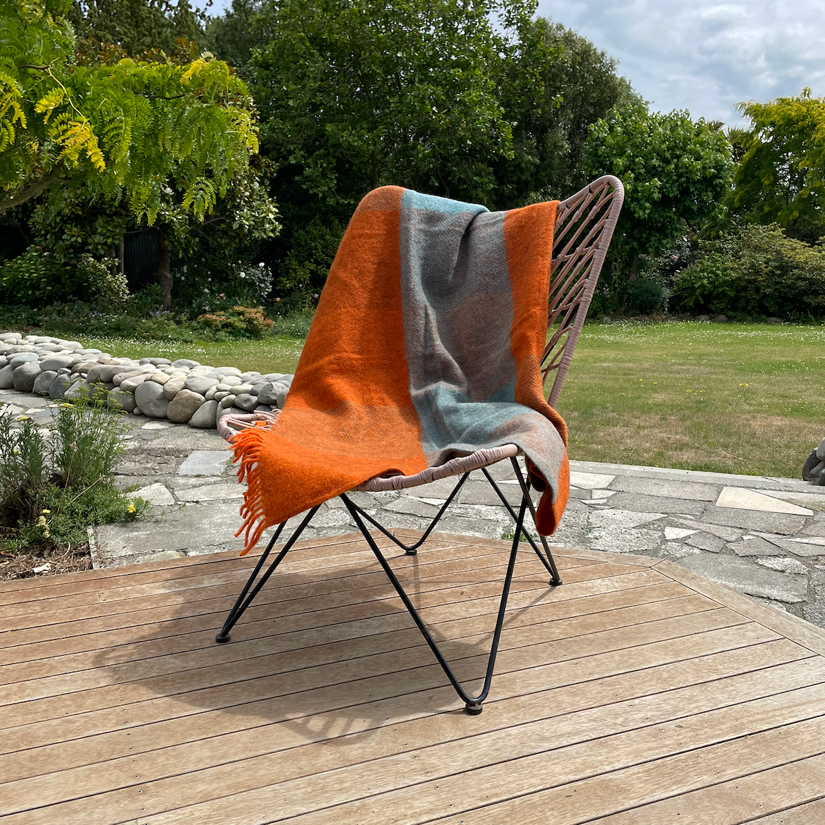 Klippan - Lambswool and Gotland Check Throw Orange