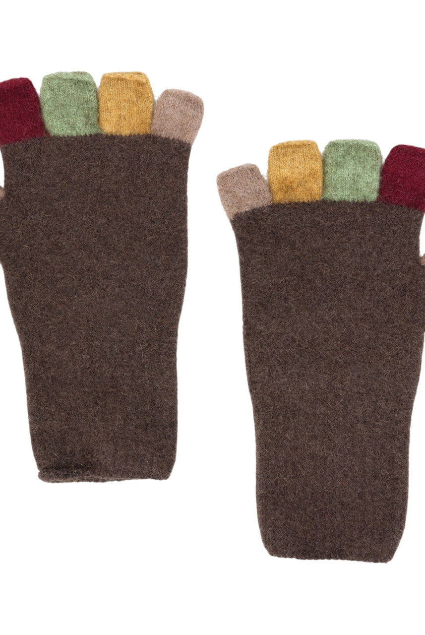 Native World - Merino and Possum Fingerless Gloves Cocoa