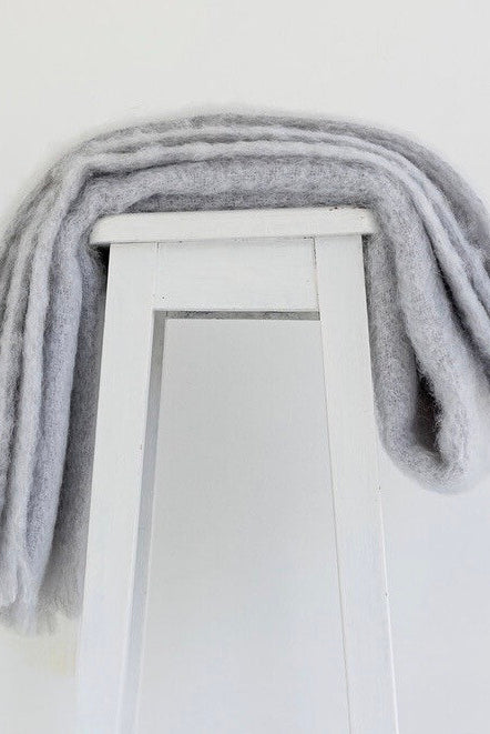 Silver colour mohair rug