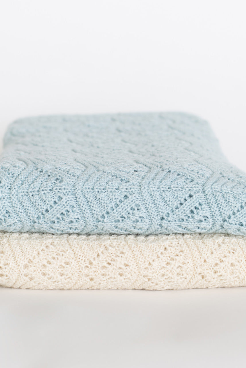 Natures Best Baby Alpaca Shawl (w15-45)Natural and Baby Blue