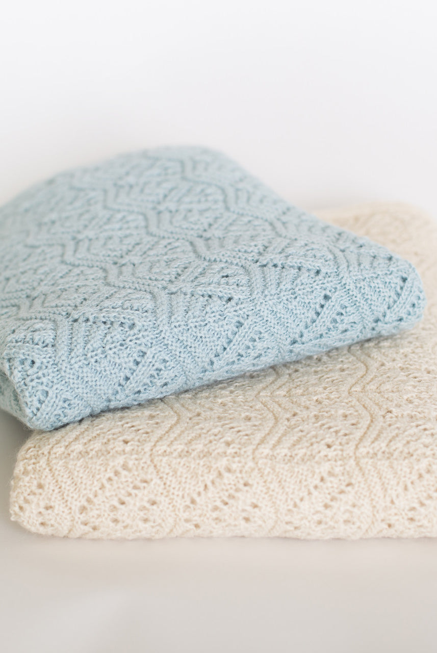 Natures Best Baby Alpaca Shawl (w15-45)Natural and Baby Blue