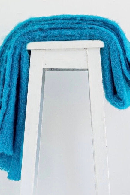Turquiose colour mohair rug
