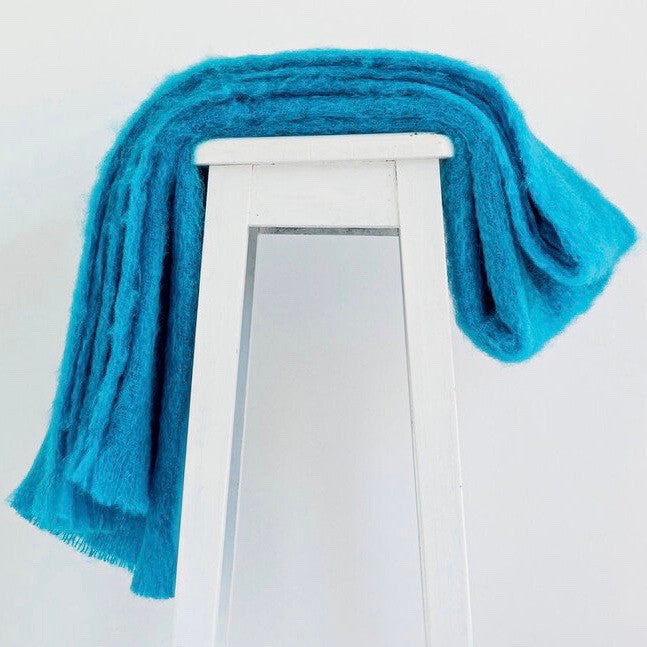 Turquiose colour mohair rug