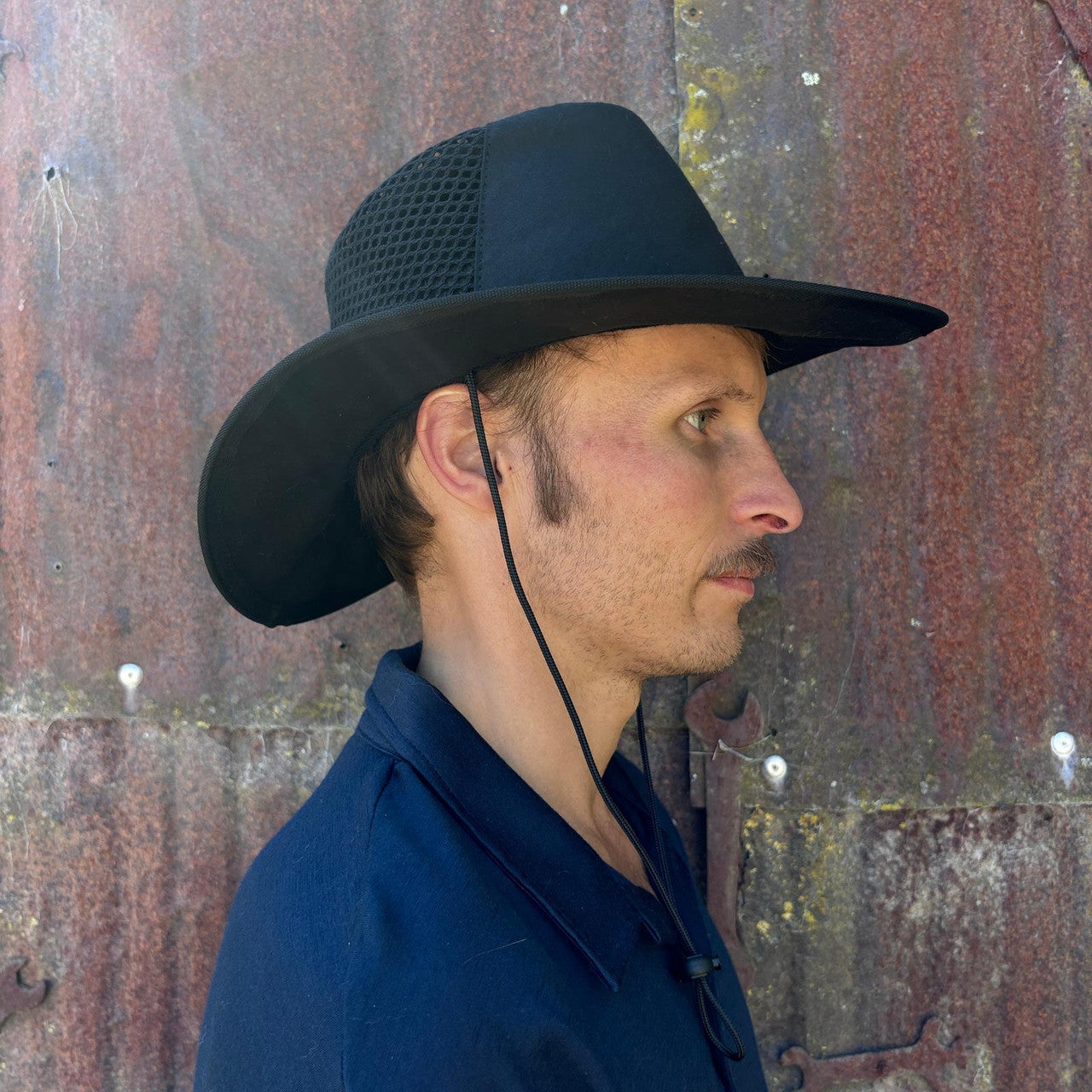 Selke - Black Oilskin Visor Airhead (Mesh)