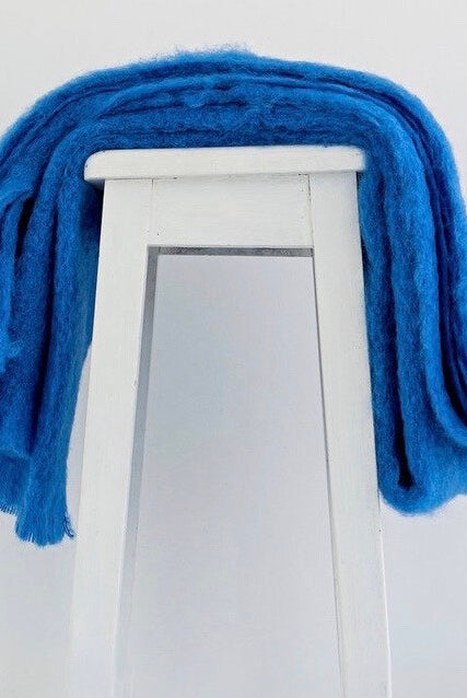Cobalt Blue colour Mohair blanket throws