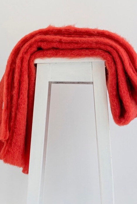 Hibiscus colour Mohair blanket throws