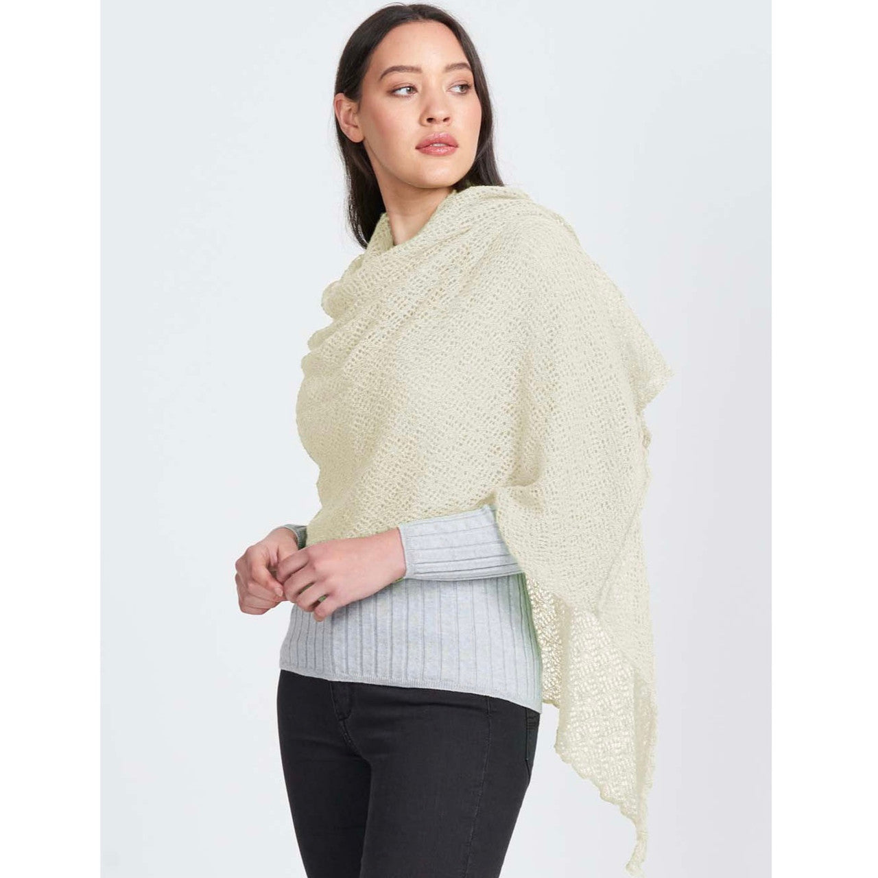 Royal Alpaca Lace wrap in Natural