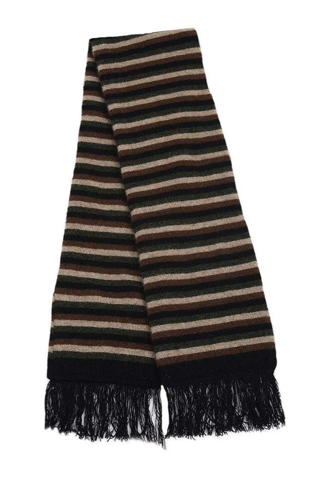 Black - Lothlorian - Merino Possum Multi Striped Scarf (9951)