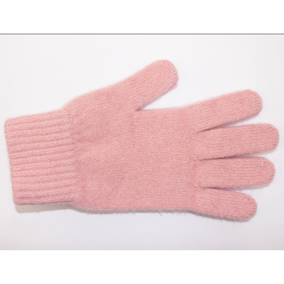 Rose colour Alpaca glove. White background.