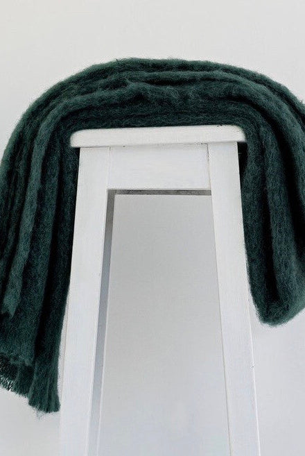 Bottle colour Mohair blanket throws