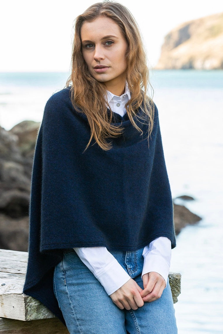 Woman wearing Noble Wilde - Merino & Possum North Cape (NW3086) in the colour Maritime.