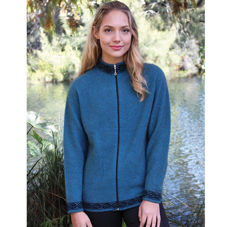 Lothlorian - Motif Zip Cardigan Teal