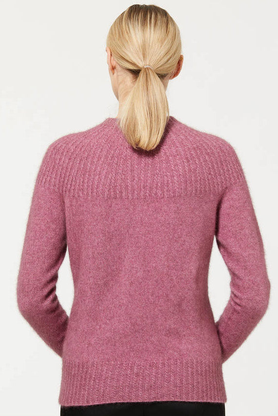 Heather colour cable jersey. Back view