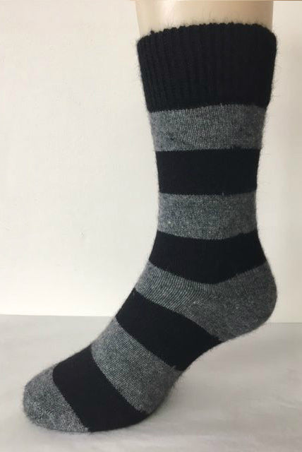 Striped Possum socks. Colour Black/Riverstone