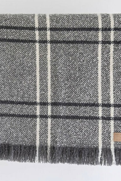 Grey Check wool twill throw