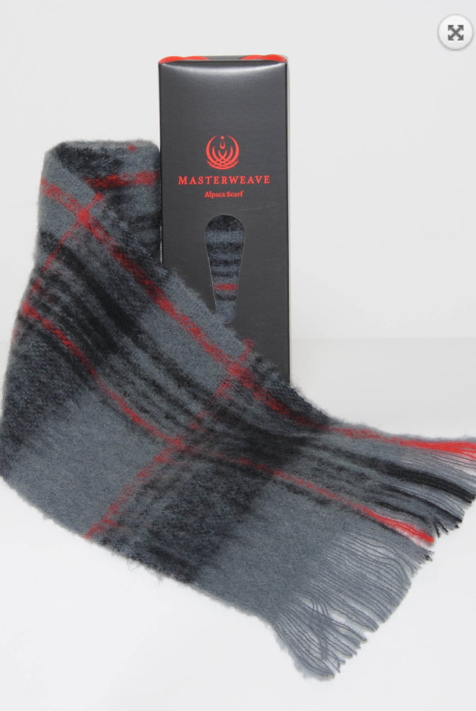 Alpaca fur scarf in Grey/Black Check