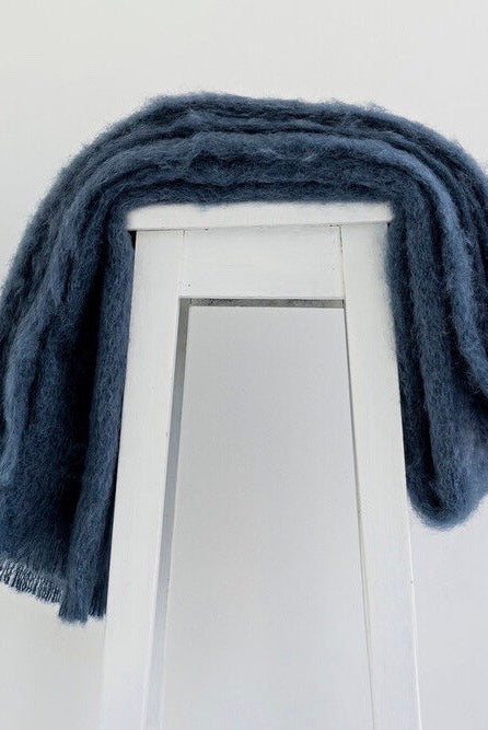 Indigo colour Mohair blanket throws