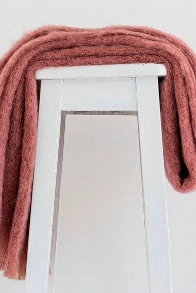 Tearose colour Mohair blanket throws