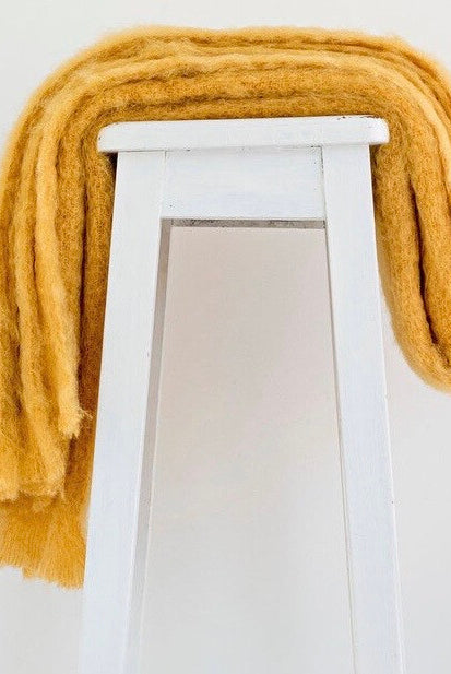 Ochre colour Mohair blanket throws