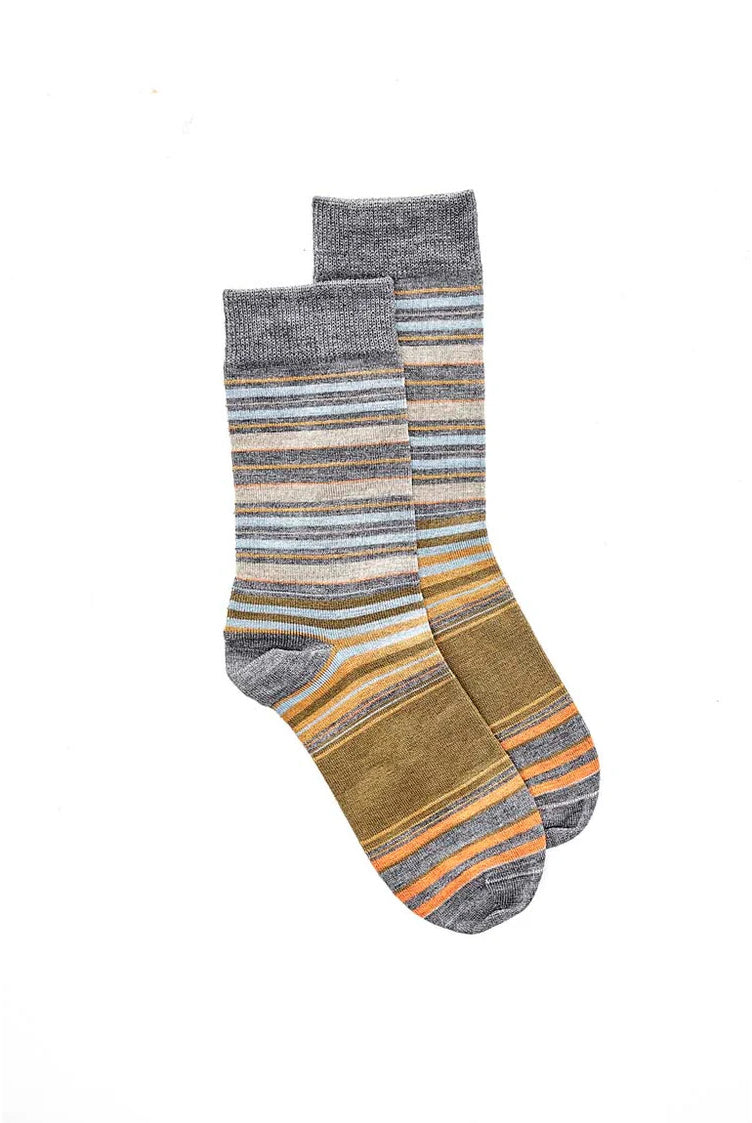 Norsewear - Merino Varied Stripe Sock-Grey Mix