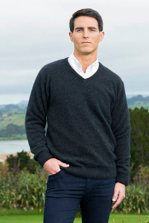Koru - Men's V Neck Sweater (KO841)Charcoal