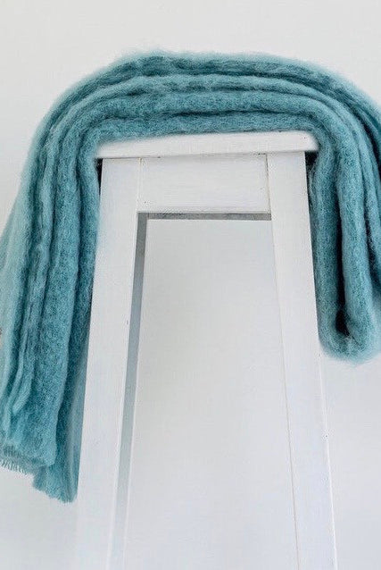 Seaspray colour Mohair blanket throws