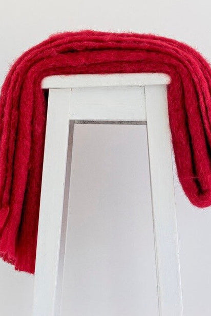 Scarlet colour Mohair blanket throws