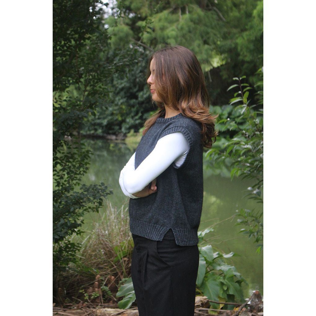 Lothlorian - Merino & Possum Serene Vest (9788)Charcoal