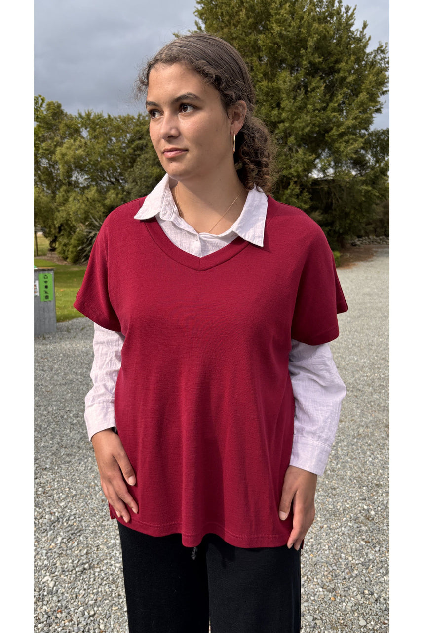 Bay Road Merino - Sonnet Tee (BR896)Bordeaux