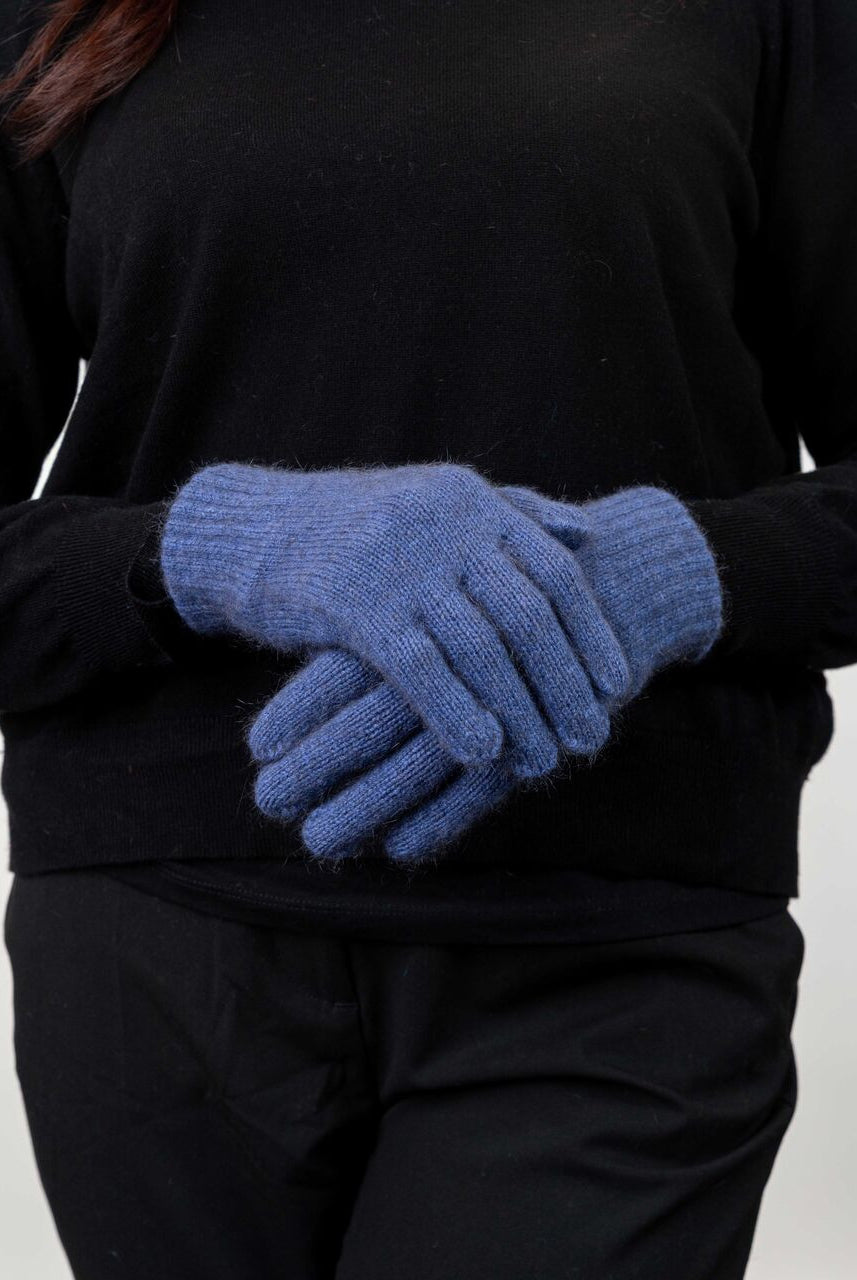 Koru - Merino & Possum Plain Gloves (KO48)Periwinkle